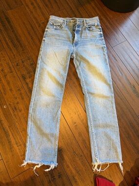 Mother - High Waisted Rider Ankle Fray in Fish Out of Water size 29